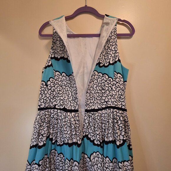 Maggy London Turquoise / Black / White Dress with Pockets 14 - Picture 4 of 8